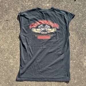 Men’s Vintage Black WV Biker Cutoff T-shirt Size Medium